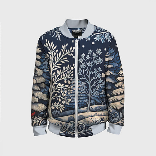 Детский бомбер Ледяные узоры нового года / 3D-Серый – фото 1