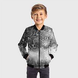 Бомбер детский Серый лёд и снежинки, цвет: 3D-черный — фото 2