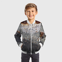 Бомбер детский Коррозия металла гранж текстура, цвет: 3D-белый — фото 2