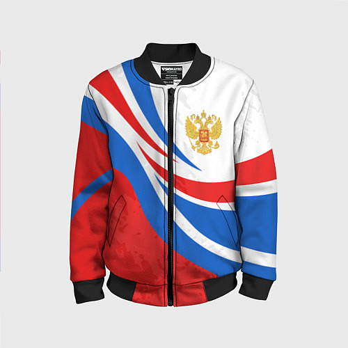 Детский бомбер Россия - спортивная униформа / 3D-Черный – фото 1