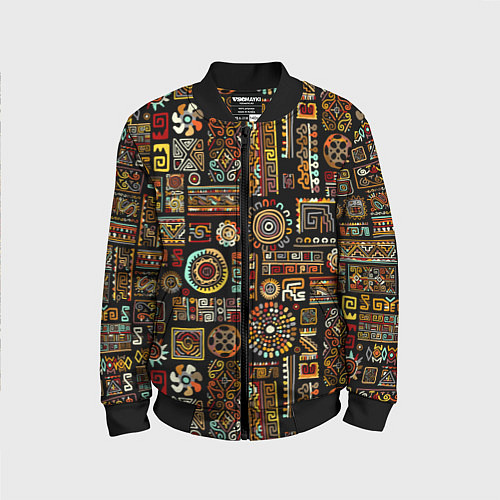 Детский бомбер Африканский этнический орнамент / 3D-Черный – фото 1