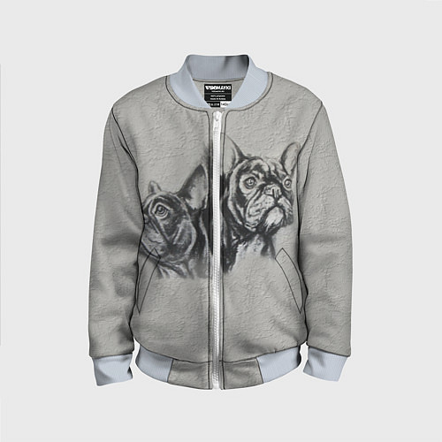 Детский бомбер Французские бульдоги пара / 3D-Серый – фото 1