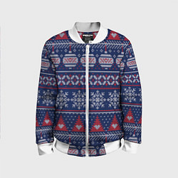 Бомбер детский New Years sweater, цвет: 3D-белый