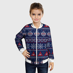 Бомбер детский New Years sweater, цвет: 3D-белый — фото 2