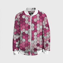 Бомбер детский Камуфляж гексагон розовый, цвет: 3D-белый