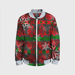 Детский бомбер Рождественские узоры ёлки и снежинки
