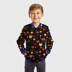 Бомбер детский Паттерн с сердечками и котами валентинка, цвет: 3D-синий — фото 2