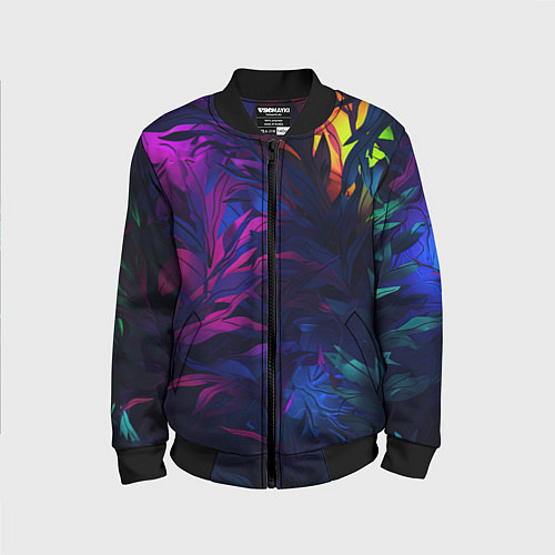 Детский бомбер Абстрактный камуфляж в кислотных абстрактных пятна / 3D-Черный – фото 1