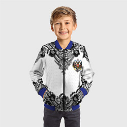Бомбер детский Имперский узор Россия герб патриотизм, цвет: 3D-синий — фото 2