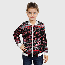 Бомбер детский Инопланетный текст красный, цвет: 3D-белый — фото 2