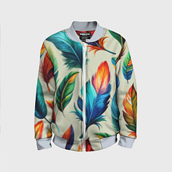 Детский бомбер Разноцветные перья тропических птиц
