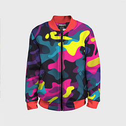 Детский бомбер Кислотная яркая абстракция в камуфляжном стиле