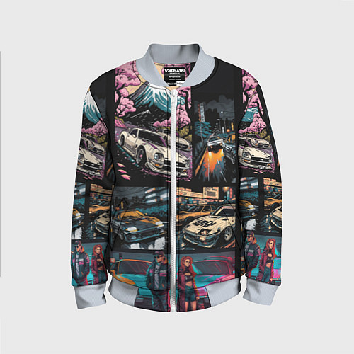 Детский бомбер Japanese jdm art / 3D-Серый – фото 1