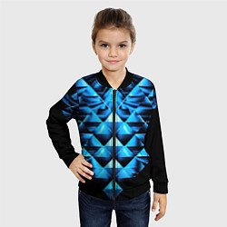 Бомбер детский Синие абстрактные ромбики, цвет: 3D-черный — фото 2