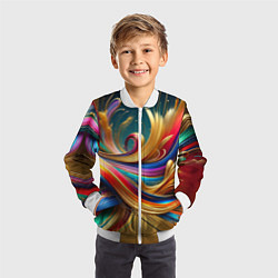 Бомбер детский Золотые линии, цвет: 3D-белый — фото 2