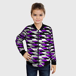 Бомбер детский Фиолетовые треугольники и квадраты на белом фоне, цвет: 3D-черный — фото 2