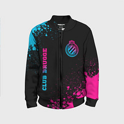 Бомбер детский Club Brugge - neon gradient вертикально, цвет: 3D-черный