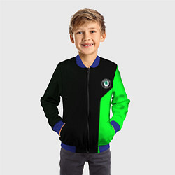 Бомбер детский Skoda pattern sport green, цвет: 3D-синий — фото 2