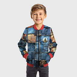 Бомбер детский Значок архитектора на джинсах, цвет: 3D-красный — фото 2