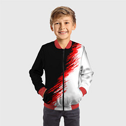 Бомбер детский Черные красные и белые штрихи красок, цвет: 3D-красный — фото 2
