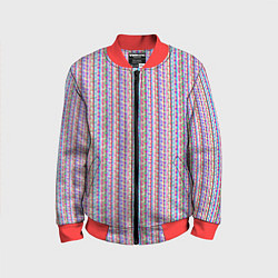 Бомбер детский Искажённые цветные полосы, цвет: 3D-красный