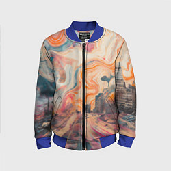 Детский бомбер Абстрактный город и разноцветные краски