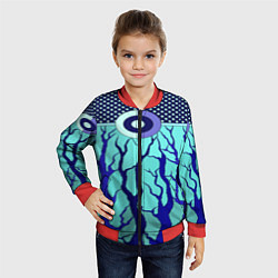 Бомбер детский Turquoise abstraction, цвет: 3D-красный — фото 2
