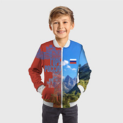 Бомбер детский Горы России с флагом, цвет: 3D-белый — фото 2
