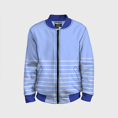 Детский бомбер Светлый сиреневый с белыми полосами / 3D-Синий – фото 1