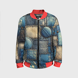 Бомбер детский Denim patchwork - ai art, цвет: 3D-красный