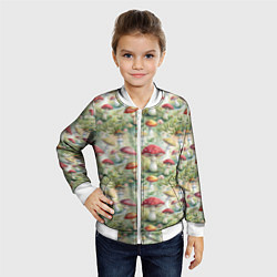 Бомбер детский Дикие грибы лесные мухоморы, цвет: 3D-белый — фото 2