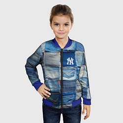 Бомбер детский Patchwork - New York yankees baseball team, цвет: 3D-синий — фото 2
