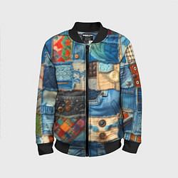 Бомбер детский Vanguard denim patchwork - ai art, цвет: 3D-черный