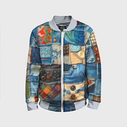 Бомбер детский Vanguard denim patchwork - ai art, цвет: 3D-серый