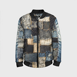 Детский бомбер Заплатки пэчворк на джинсе