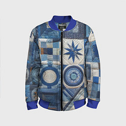 Бомбер детский Denim patchwork - ai art, цвет: 3D-синий