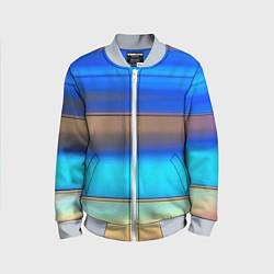 Бомбер детский Голубые и коричневые полосы, цвет: 3D-серый