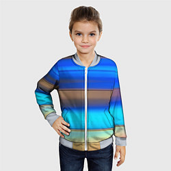 Бомбер детский Голубые и коричневые полосы, цвет: 3D-серый — фото 2