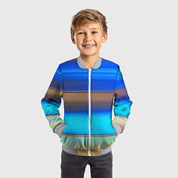 Бомбер детский Голубые и коричневые полосы, цвет: 3D-серый — фото 2