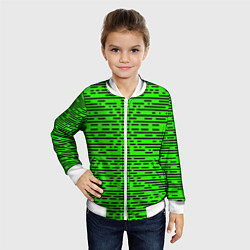 Бомбер детский Чёрные полосы на зелёном фоне, цвет: 3D-белый — фото 2