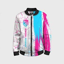 Бомбер детский Atletico Madrid neon gradient style по-вертикали, цвет: 3D-черный