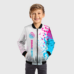 Бомбер детский Club Brugge neon gradient style по-вертикали, цвет: 3D-черный — фото 2