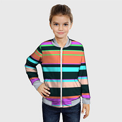 Бомбер детский Цветные разные полосы, цвет: 3D-серый — фото 2