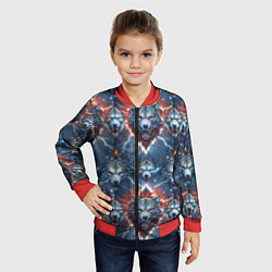 Бомбер детский Волчки эпичный паттерн, цвет: 3D-красный — фото 2