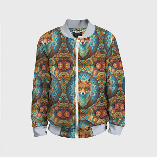 Детский бомбер Лисицы и объемные узоры / 3D-Серый – фото 1