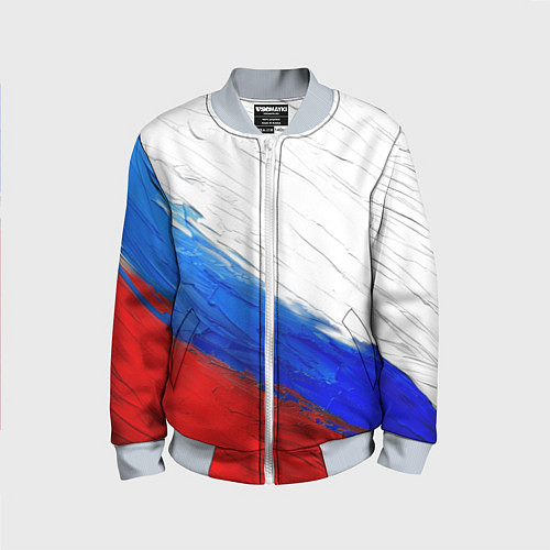 Детский бомбер Триколор красками / 3D-Серый – фото 1