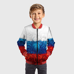 Бомбер детский Орнамент триколор, цвет: 3D-красный — фото 2