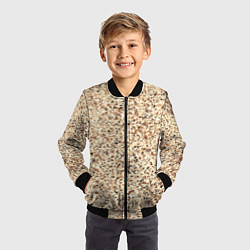 Бомбер детский Светлый коричневый текстурированный под камень, цвет: 3D-черный — фото 2