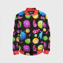 Бомбер детский Смешные бактерии паттерн, цвет: 3D-красный