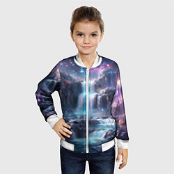 Бомбер детский Волшебный ночной водопад, цвет: 3D-белый — фото 2